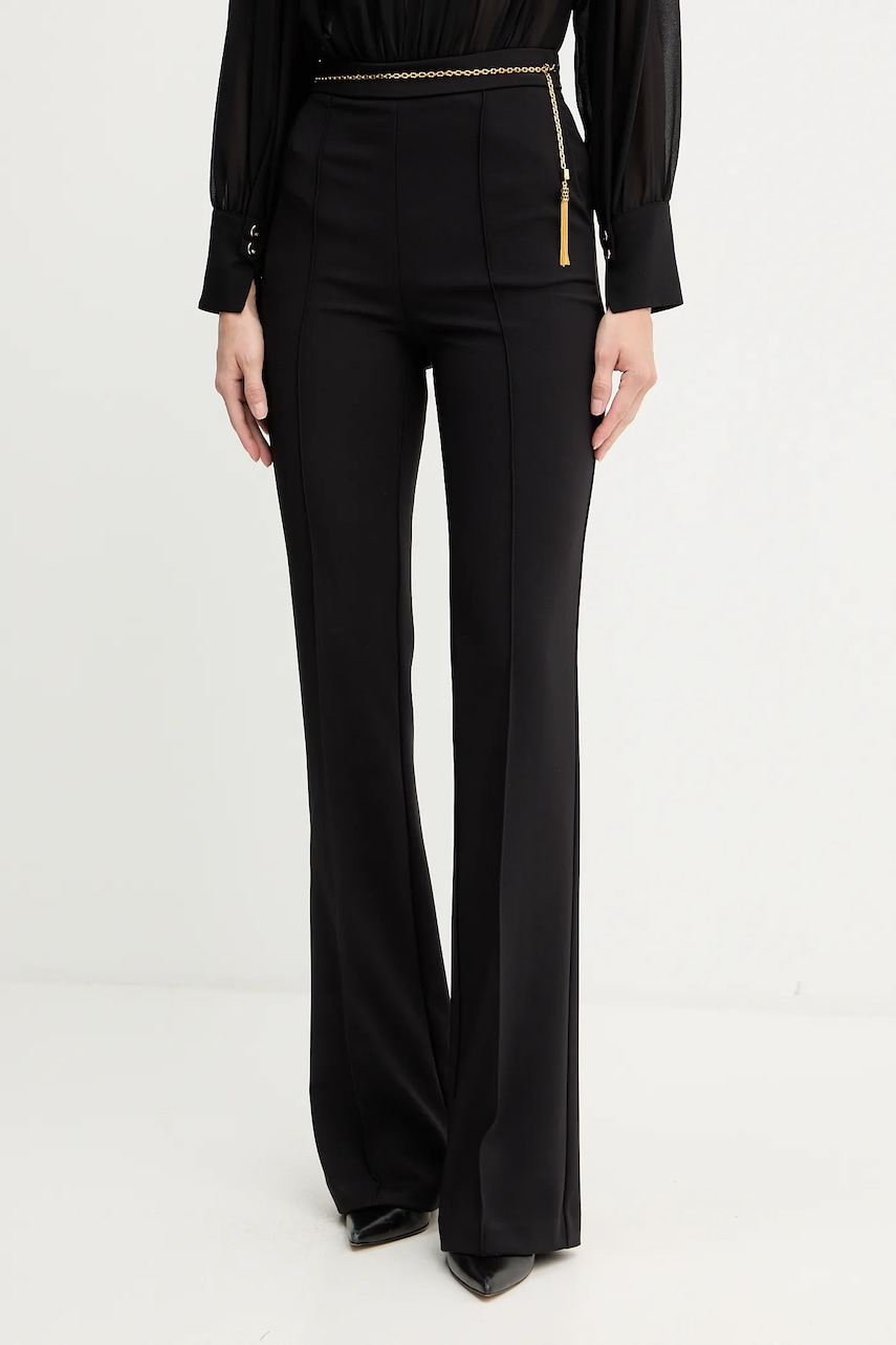 Elisabetta Franchi pantaloni culoarea negru, evazați, high waist, PA14157E2