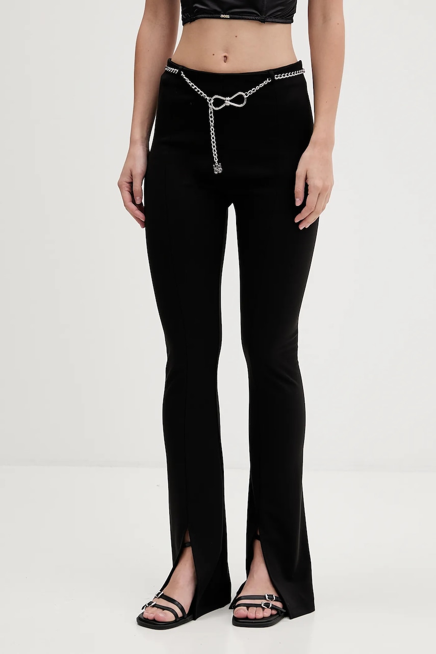 Levně Kalhoty HUGO dámské, černá barva, zvony, high waist, 50546250
