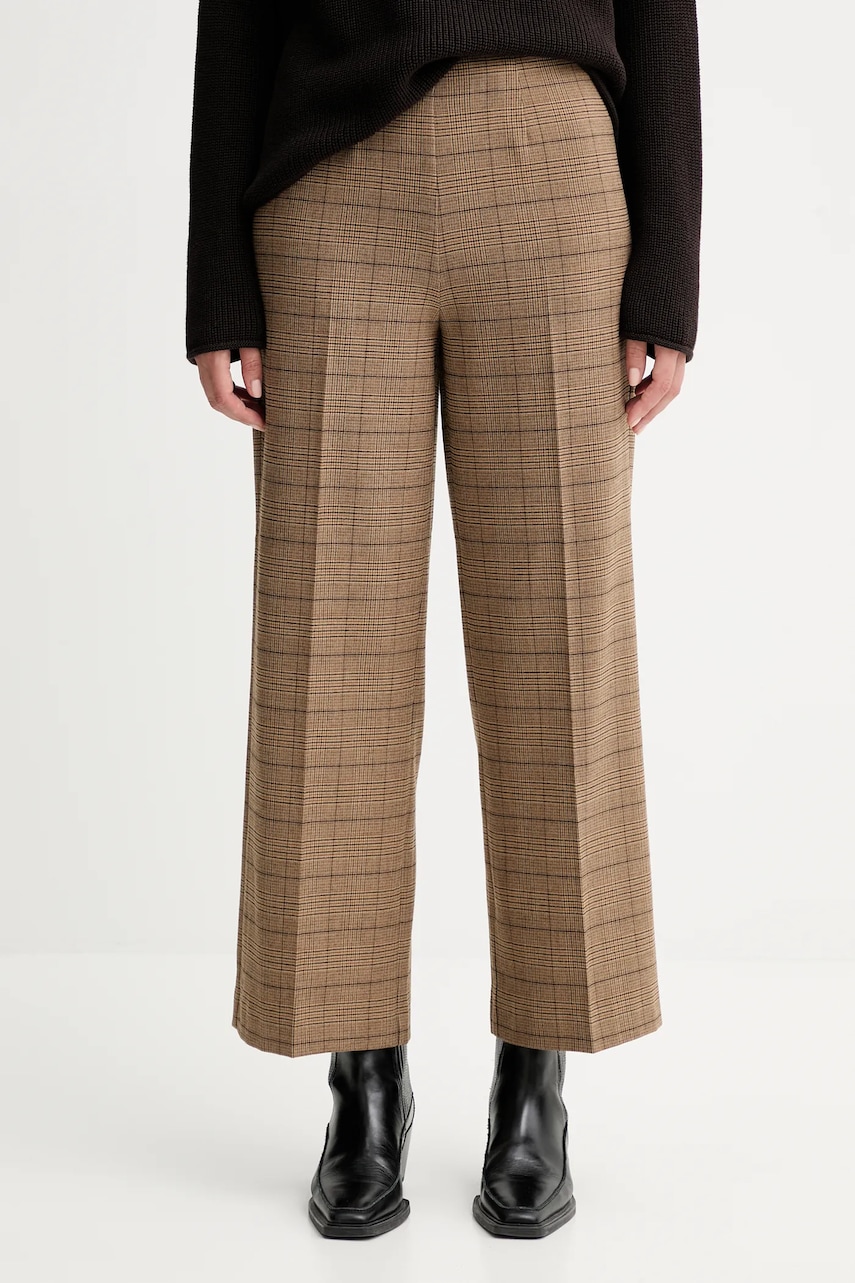 Marc O'Polo pantaloni culoarea maro, lat, high waist, 508026210423