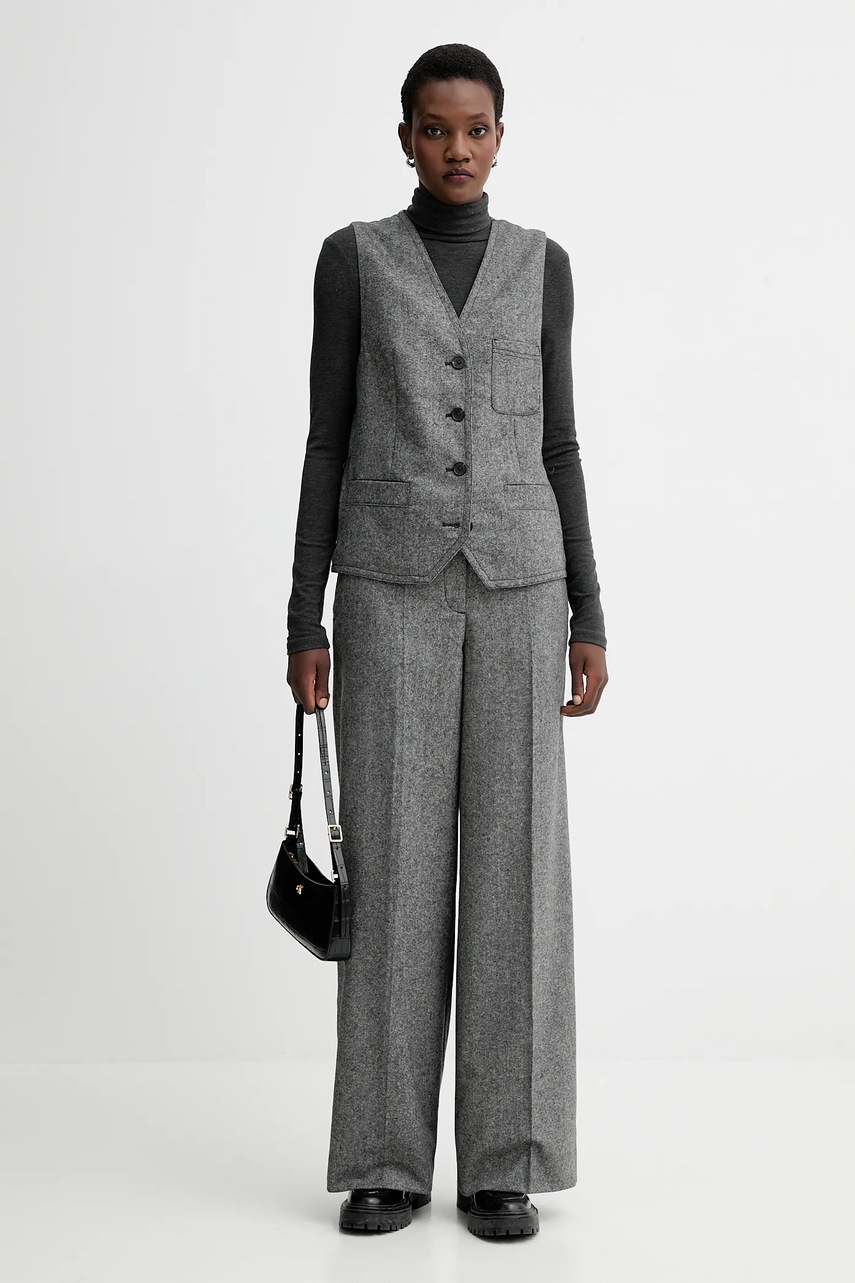 Брюки с добавлением шерсти Marc OPolo цвет серый широкие высокая посадка 509015810149