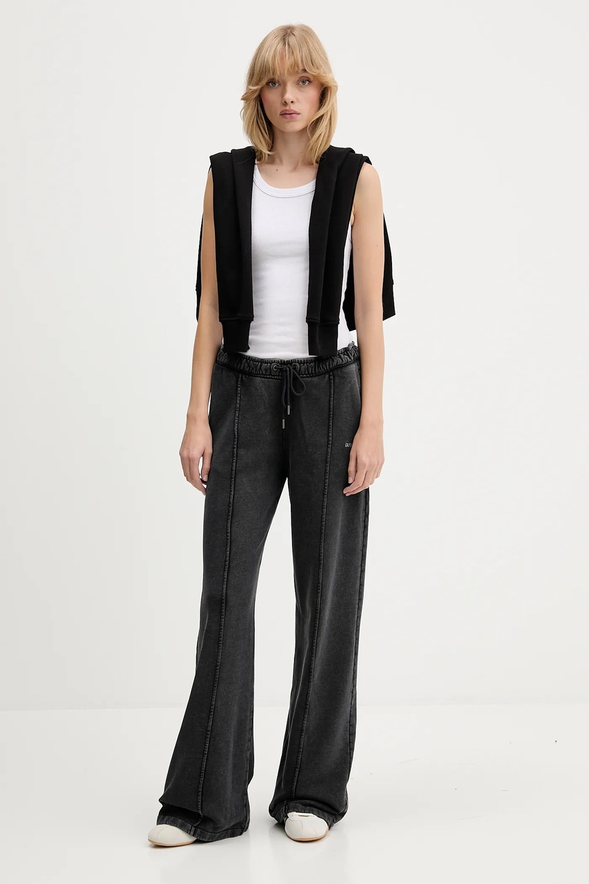 Хлопковые спортивные штаны Guess Jeans цвет серый однотонные W5BB57 KCPR1