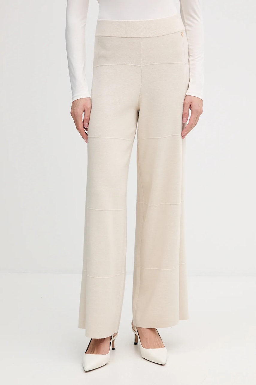 Joseph Ribkoff pantaloni de mătase culoarea bej, lat, high waist, 261982
