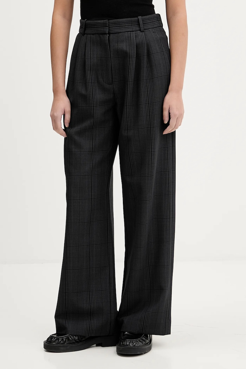 Abercrombie & Fitch pantaloni culoarea gri, drept, high waist, KI156-5552-979