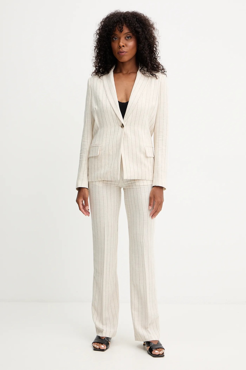 Брюки со льном Morgan цвет бежевый прямые высокая посадка PRIZ.F Брюки со льном Morgan цвет бежевый прямые высокая посадка PRIZ.F