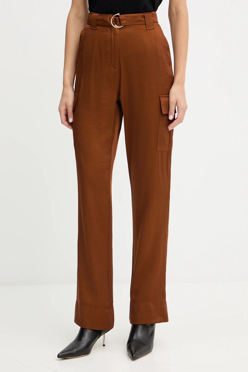 Levně Kalhoty Morgan dámské, hnědá barva, široké, high waist, PVIRA.F