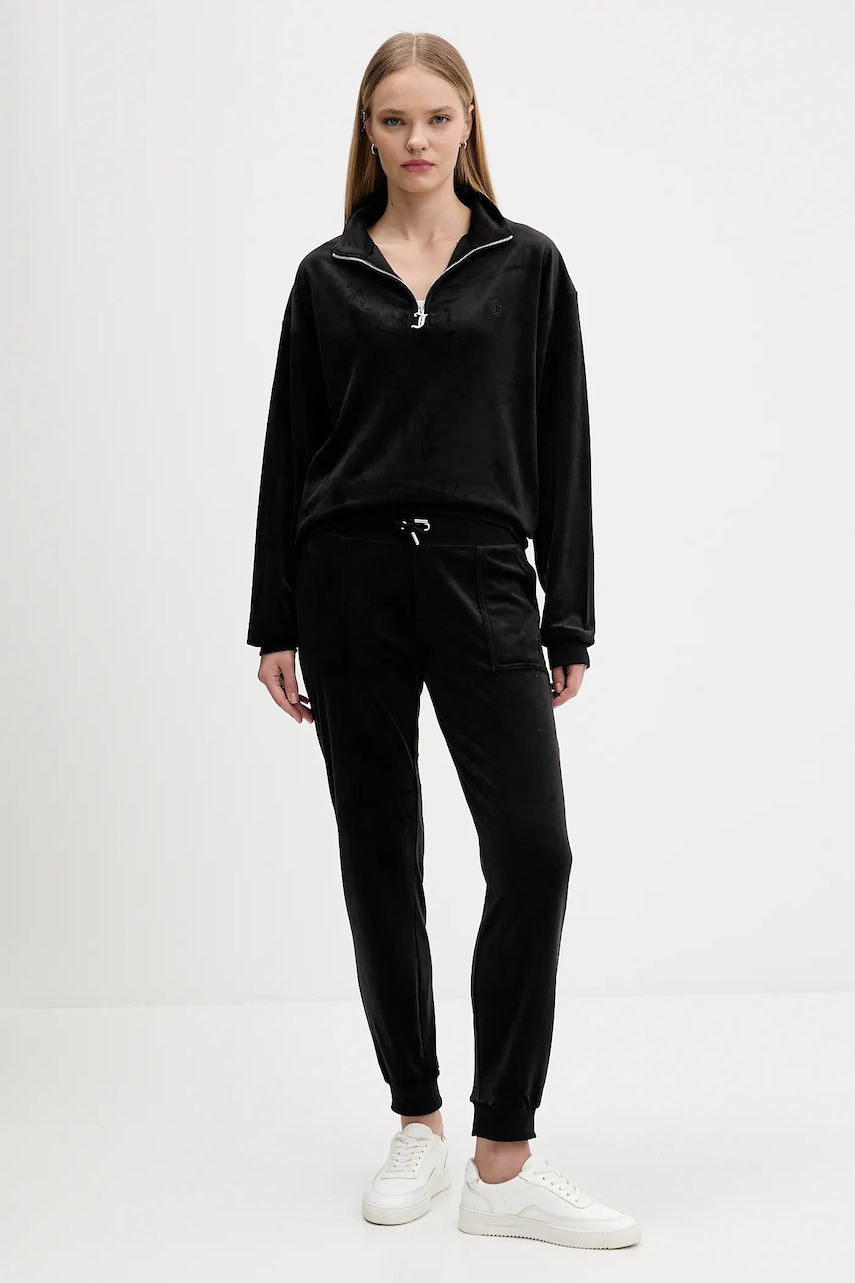 Спортивные штаны из велюра Juicy Couture цвет чёрный однотонные JCBBJ225802 Спортивные штаны из велюра Juicy Couture цвет чёрный однотонные JCBBJ225802
