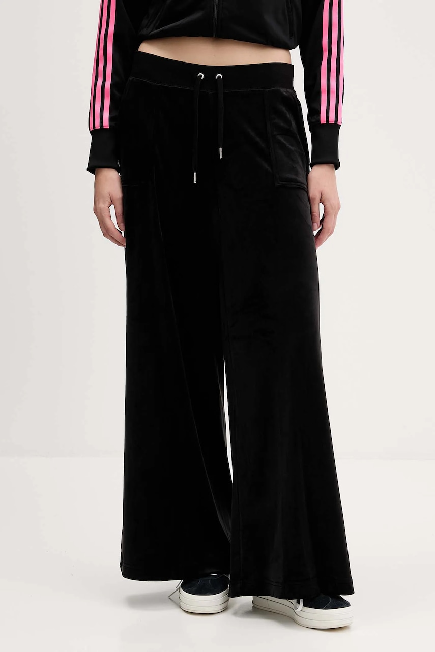 Juicy Couture pantaloni de trening din velur culoarea negru, melanj, JCBBJ225803