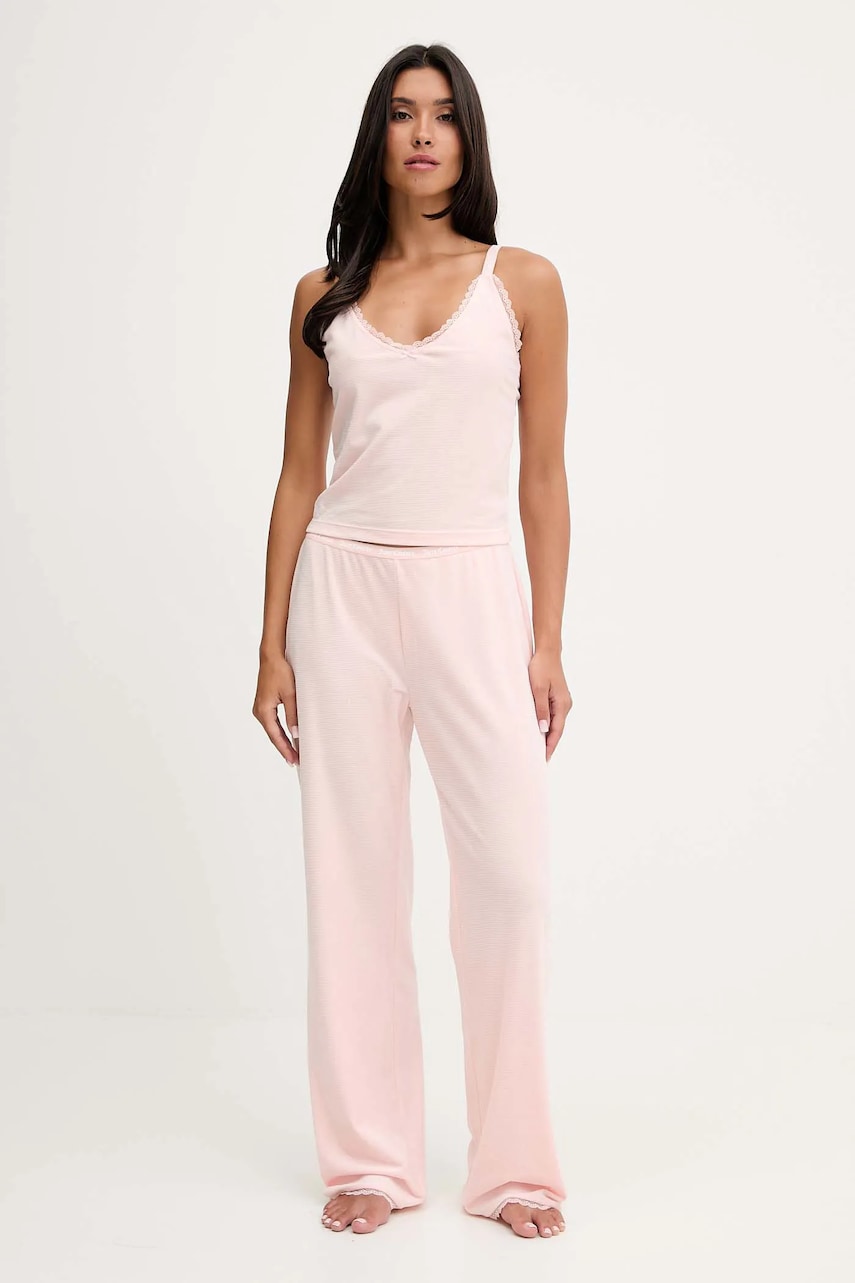 Штаны лаунж Juicy Couture цвет розовый прямые высокая посадка JCLBJ225508 Штаны лаунж Juicy Couture цвет розовый прямые высокая посадка JCLBJ225508