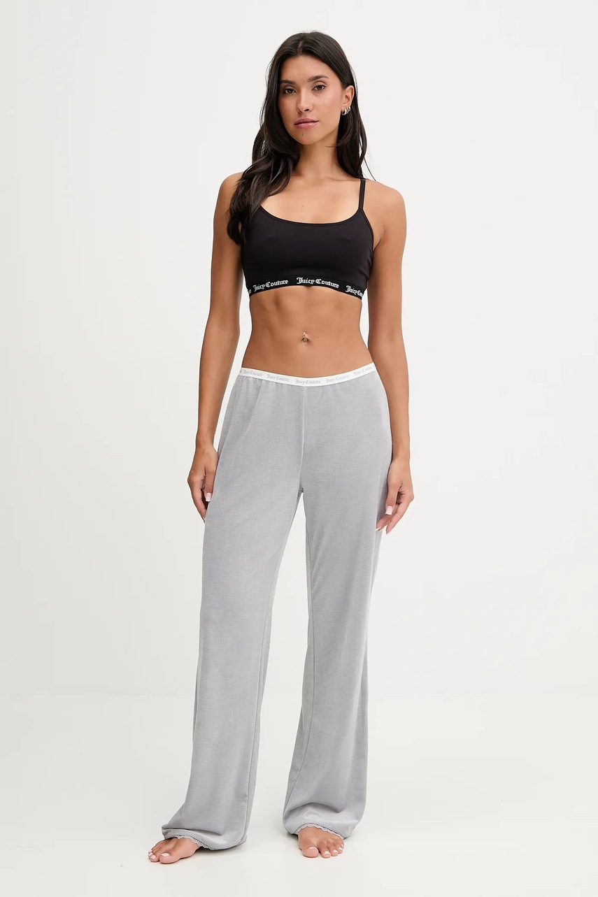Штаны лаунж Juicy Couture цвет серый прямые высокая посадка JCLBJ225508