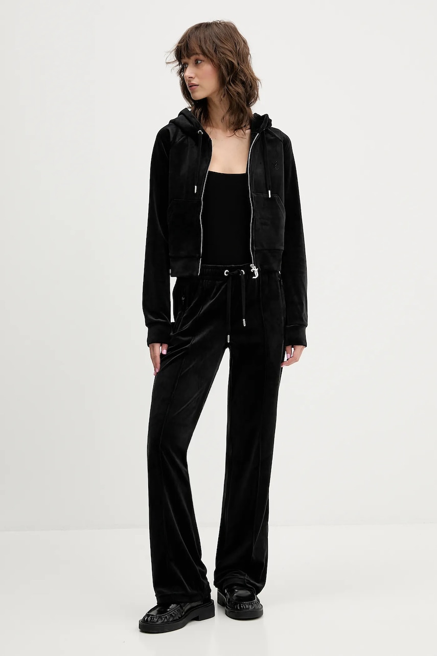 Спортивные штаны из велюра Juicy Couture цвет чёрный с аппликацией JCWBJ225307 Спортивные штаны из велюра Juicy Couture цвет чёрный с аппликацией JCWBJ225307