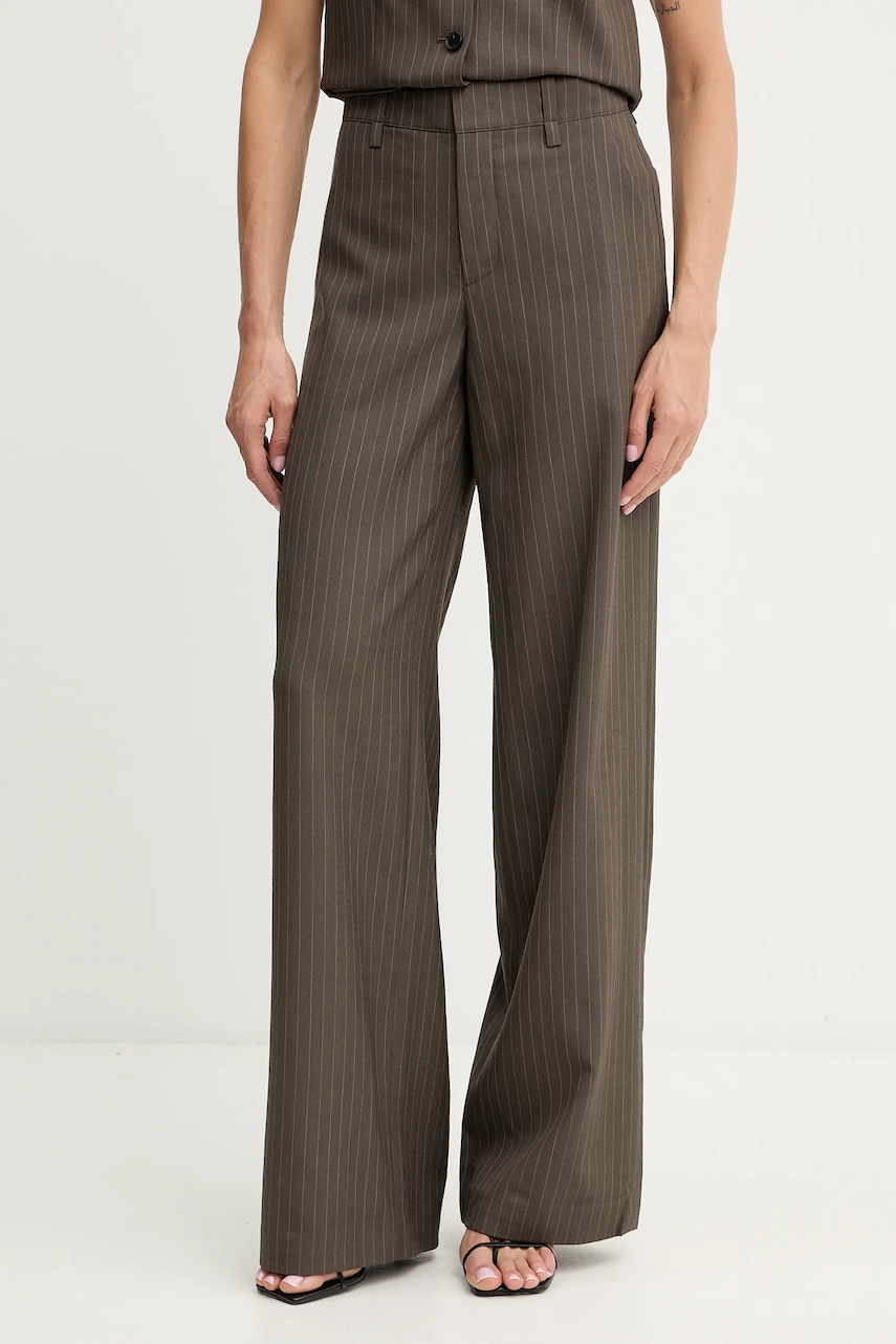 Miss Sixty pantaloni de lână culoarea maro, lat, high waist, 6S3PJ4040A