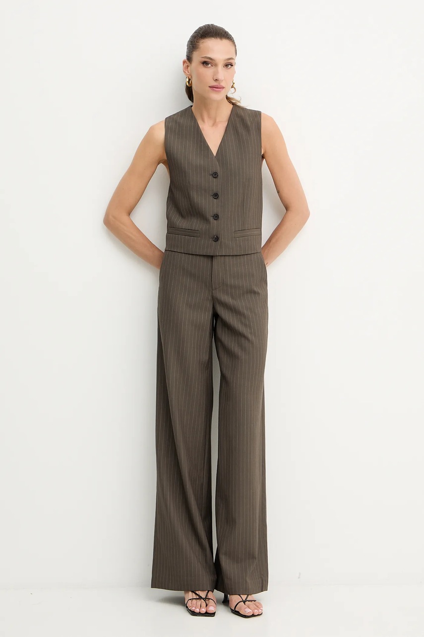 Шерстяные брюки Miss Sixty цвет коричневый широкие высокая посадка 6S3PJ4040A