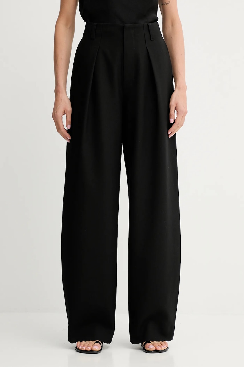 Miss Sixty pantaloni de lână culoarea negru, lat, high waist, 6S3PJ57700