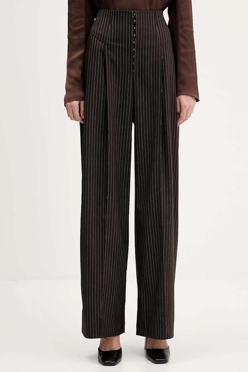 Rotate pantaloni culoarea maro, lat, high waist, 1146983065