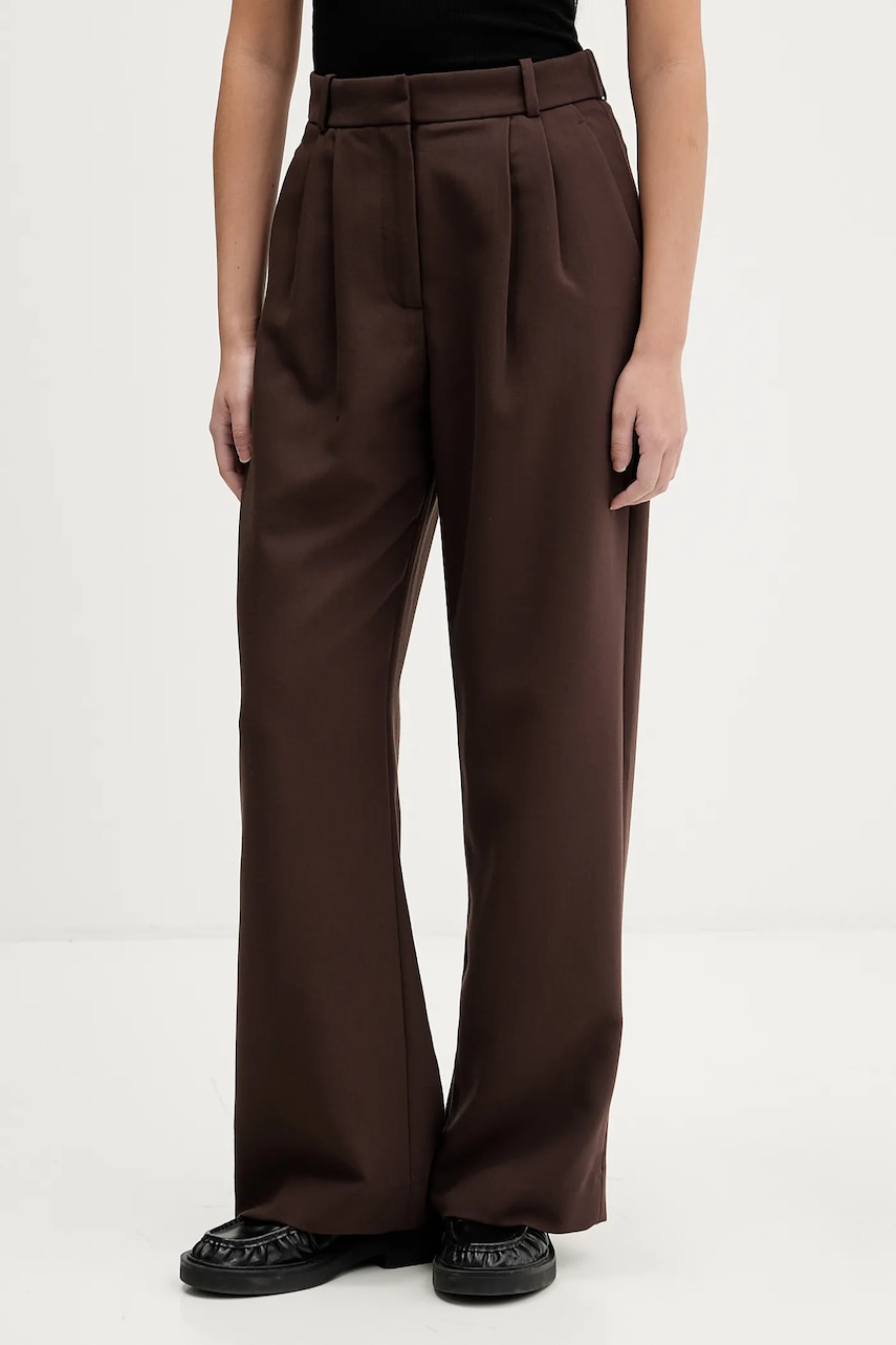 Abercrombie & Fitch pantaloni culoarea maro, lat, high waist, KI156-5502-480