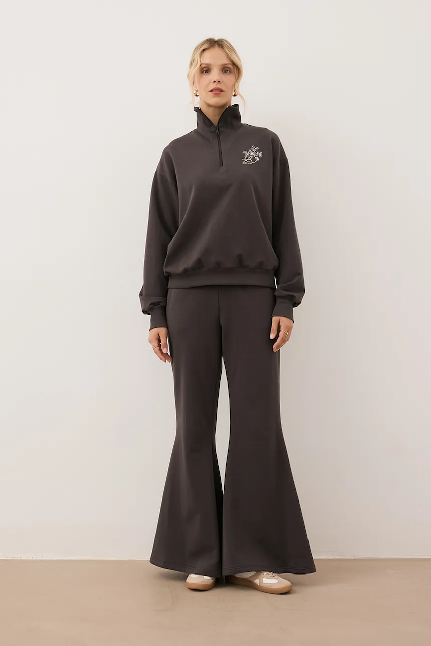 Bizuu pantaloni de trening ZEIA culoarea maro, uni, ZEIA BRĄZOWY