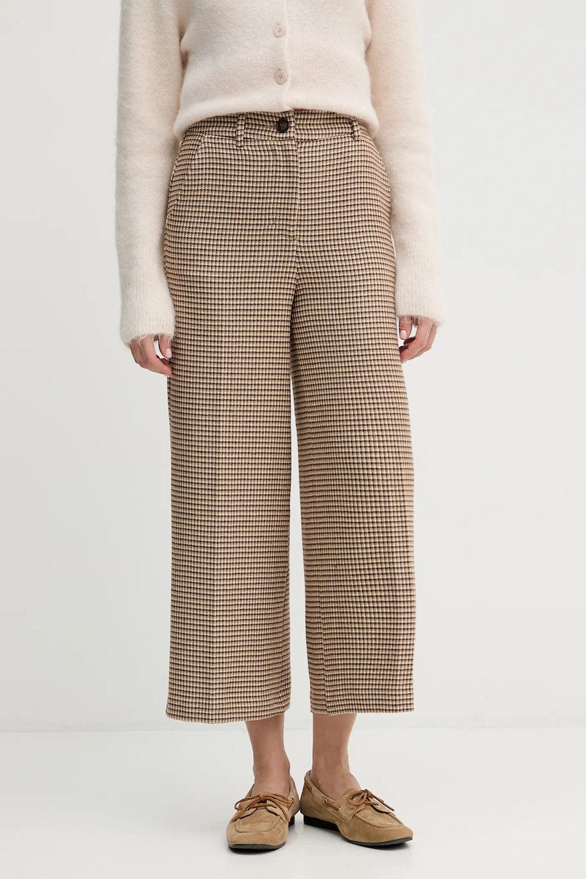 United Colors of Benetton pantaloni culoarea bej, fason culottes, high waist, 44BWDF0AA