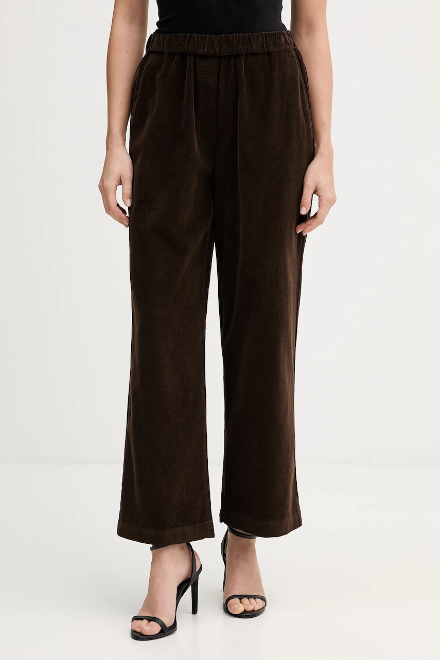 United Colors of Benetton pantaloni de bumbac culoarea maro, lat, high waist, 494BDF0A7