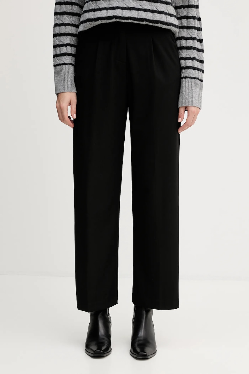 United Colors of Benetton pantaloni culoarea negru, lat, high waist, 4QIKDF0AC