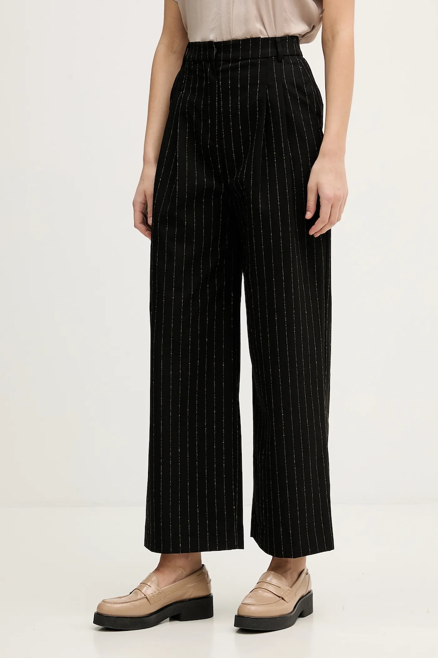 United Colors of Benetton pantaloni culoarea negru, drept, high waist, 4TUDDF0AF