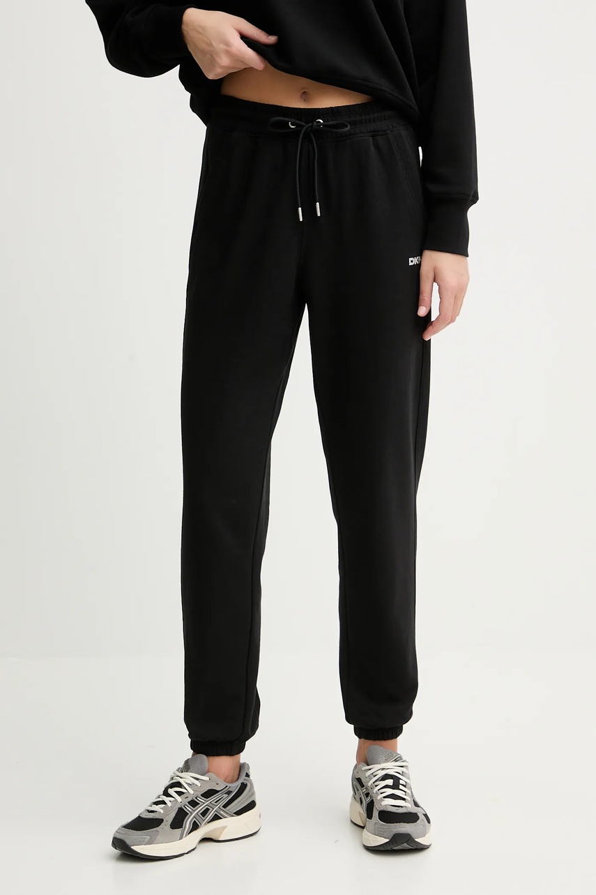 Dkny pantaloni de trening LOGO TERRY culoarea negru, uni, DP5P3632