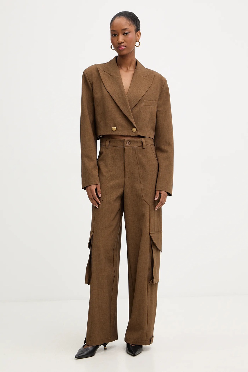 Παντελόνι Haveone χρώμα: καφέ, PSO-P040 φωτογραφία