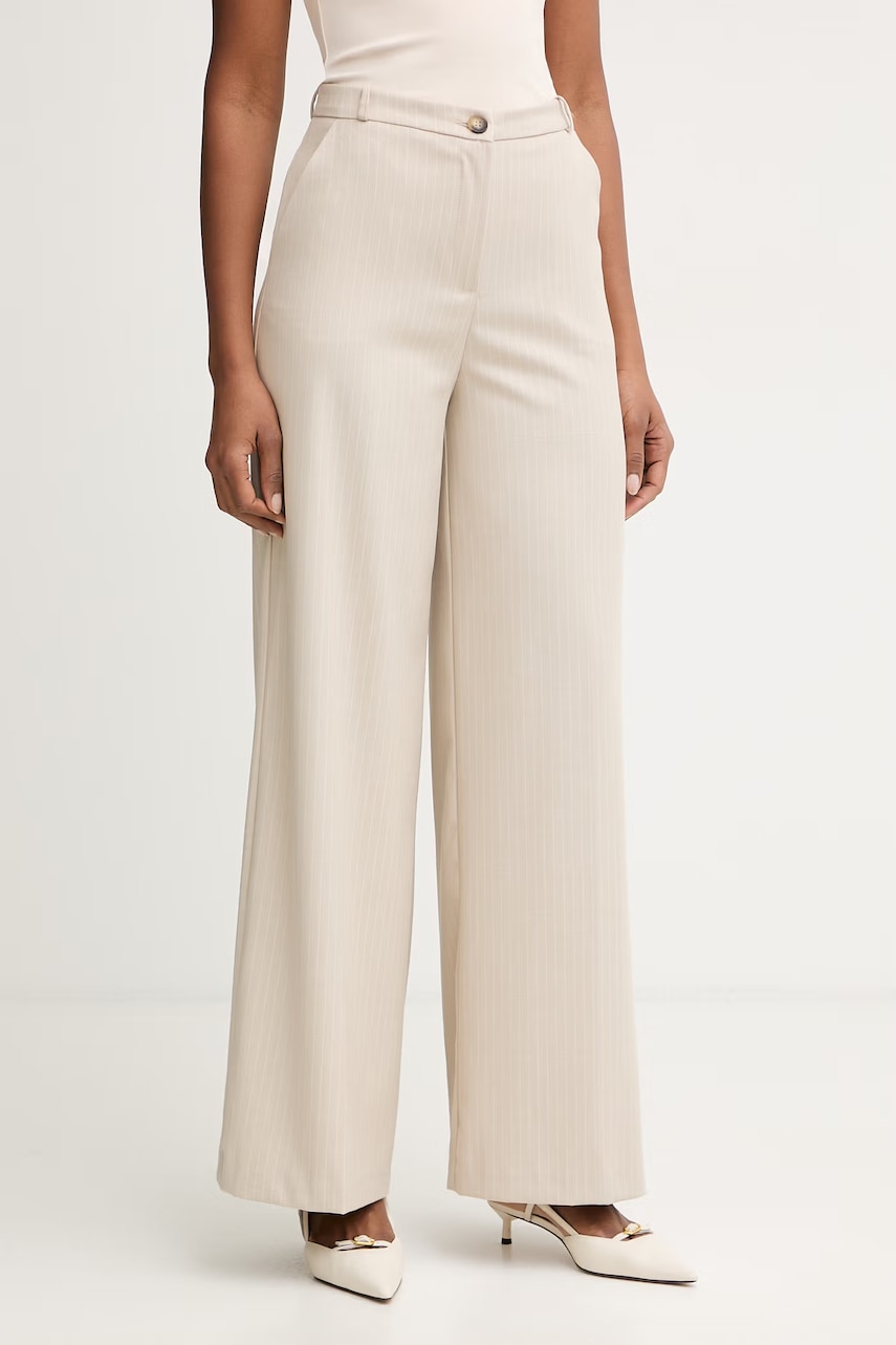 Haveone spodnie garniturowe damskie beżowe high waist PGE-P065