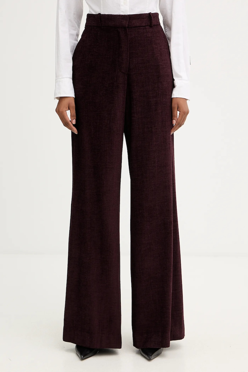 Haveone pantaloni culoarea bordo, lat, high waist, PCB-P033