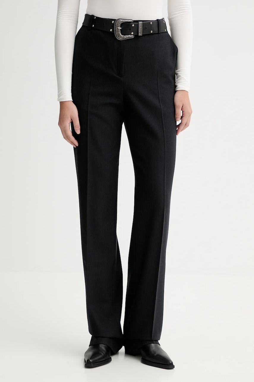 IRO pantaloni cu lână WM23GAYLOR culoarea negru, lat, medium waist, GAYLOR