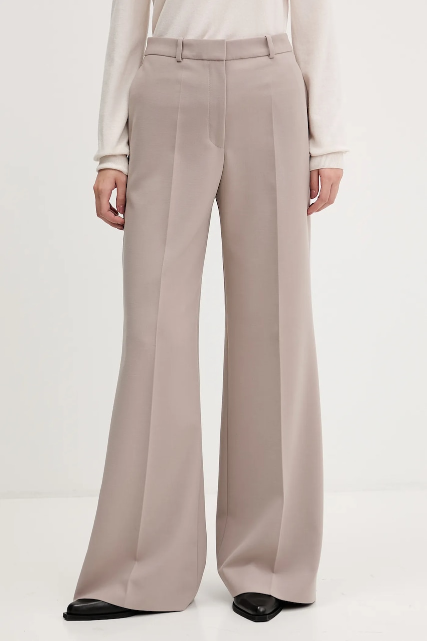 HUGO pantaloni culoarea bej, drept, high waist, 50545533