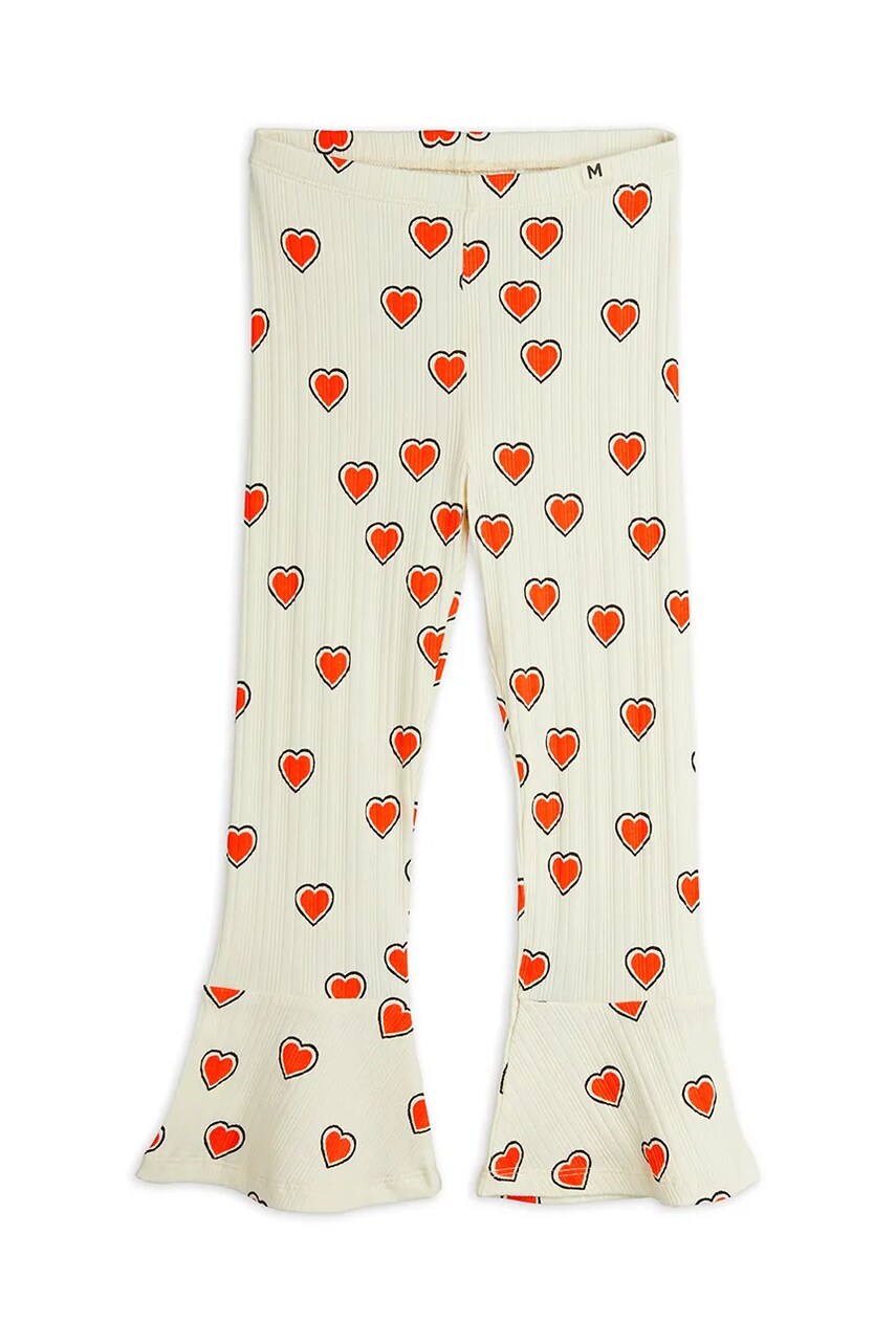 Mini Rodini pantaloni de trening pentru copii Outlined hearts culoarea bej, cu imprimeu, 2563010511