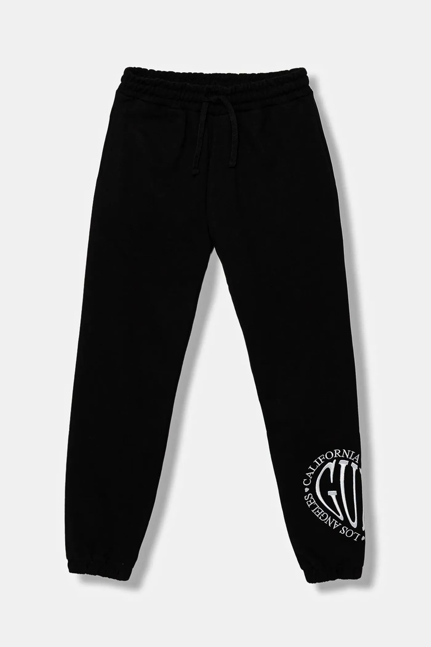 Levně Dětské bavlněné tepláky Guess černá barva, s aplikací, J5YQ16 KAD74