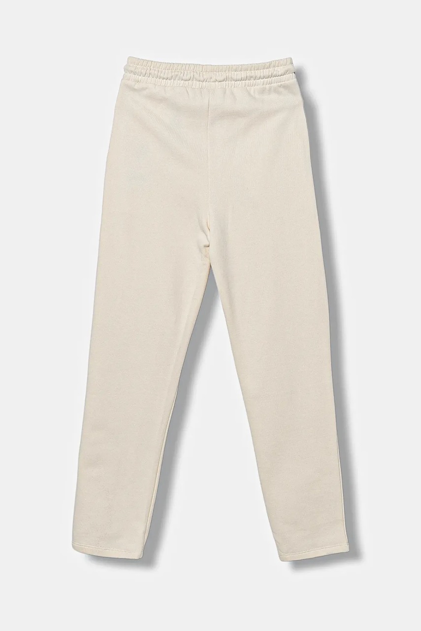 Детские хлопковые штаны Guess цвет бежевый с аппликацией J5YQ17 KAV34