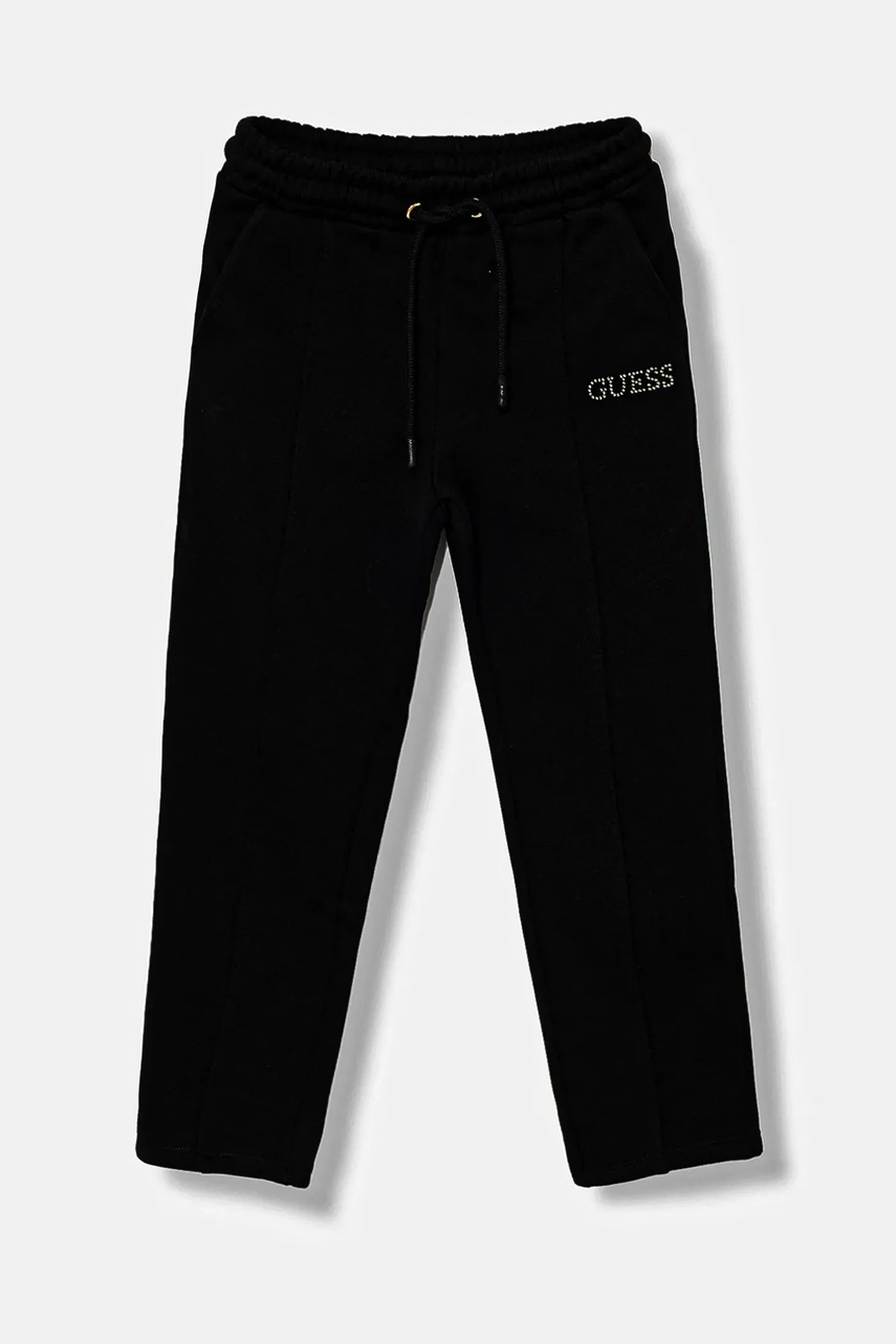 Levně Dětské bavlněné tepláky Guess černá barva, s aplikací, J5YQ17 KAV34