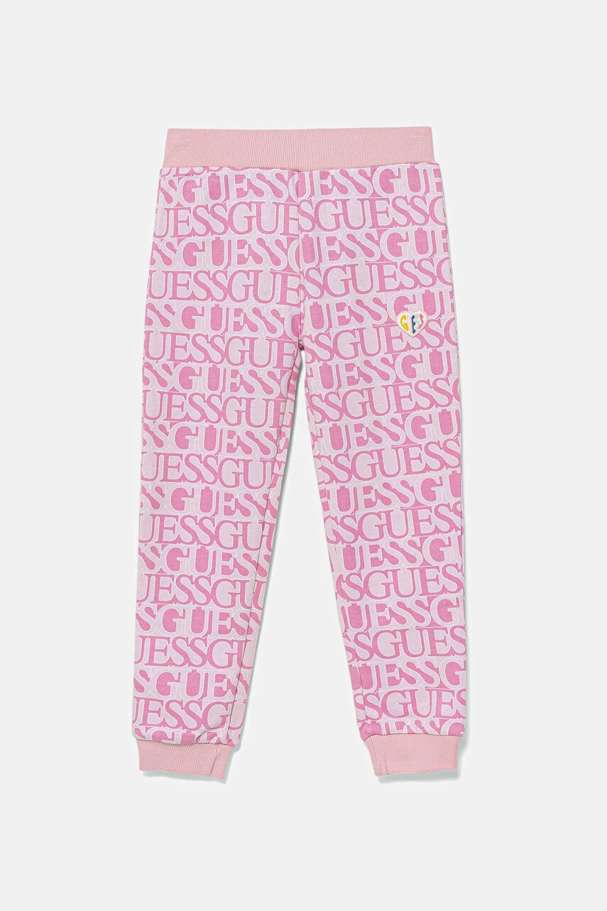 Levně Dětské tepláky Guess růžová barva, K5YQ13 KAD74