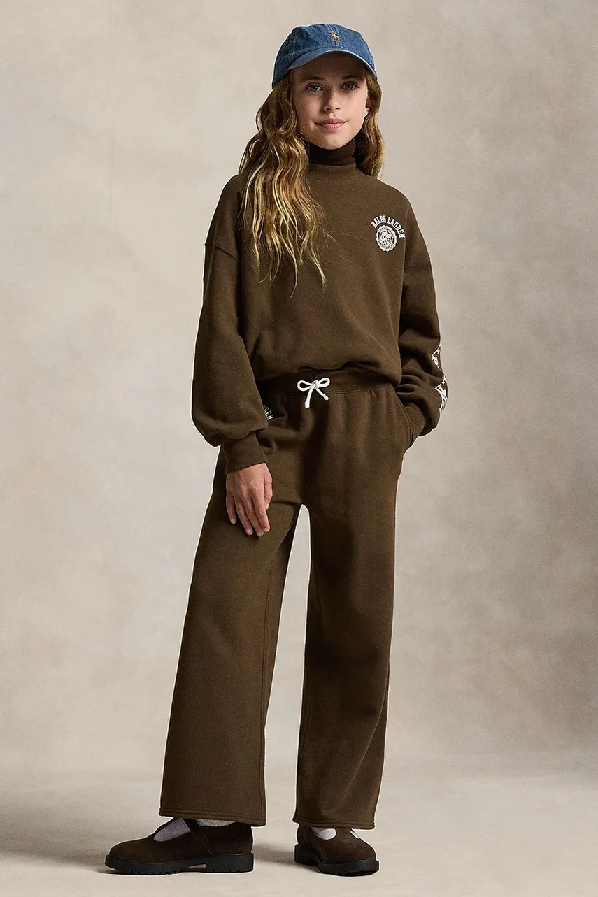 Levně Dětské tepláky s bavlnou Polo Ralph Lauren hnědá barva, 313979064003