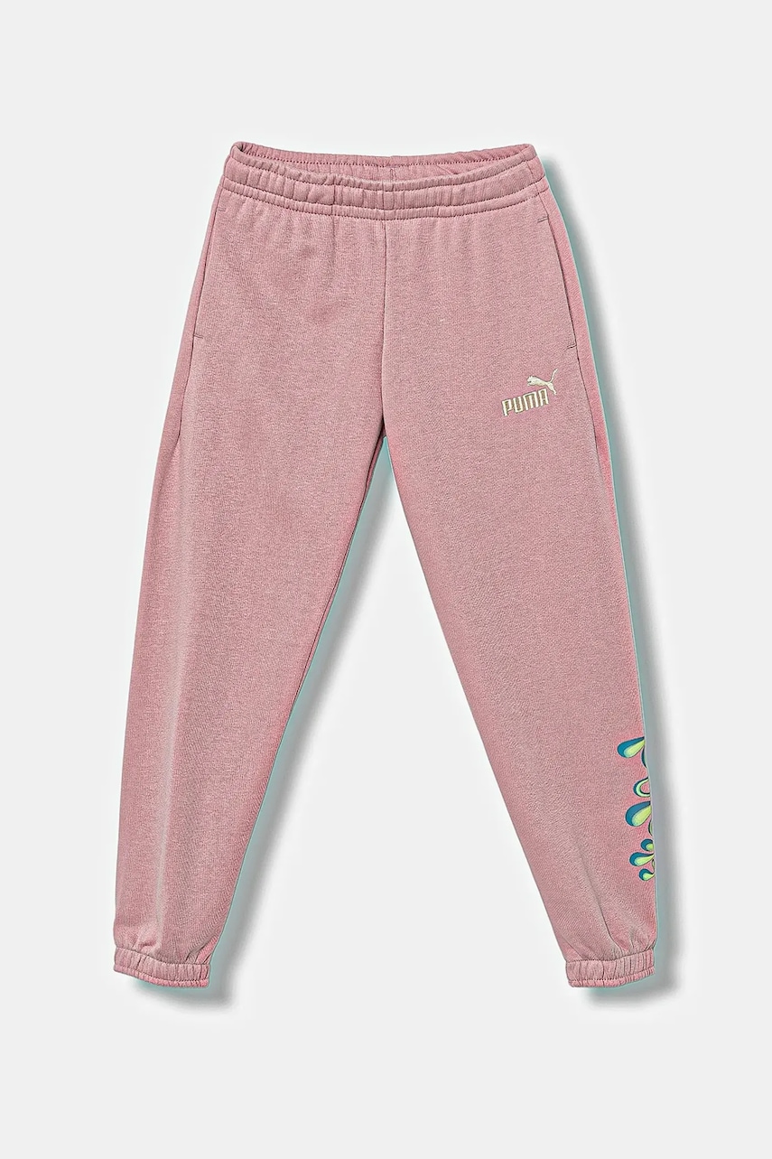 Puma pantaloni de trening pentru copii TWEENERVERSE Sweatpants TR G culoarea roz, cu imprimeu, 688507