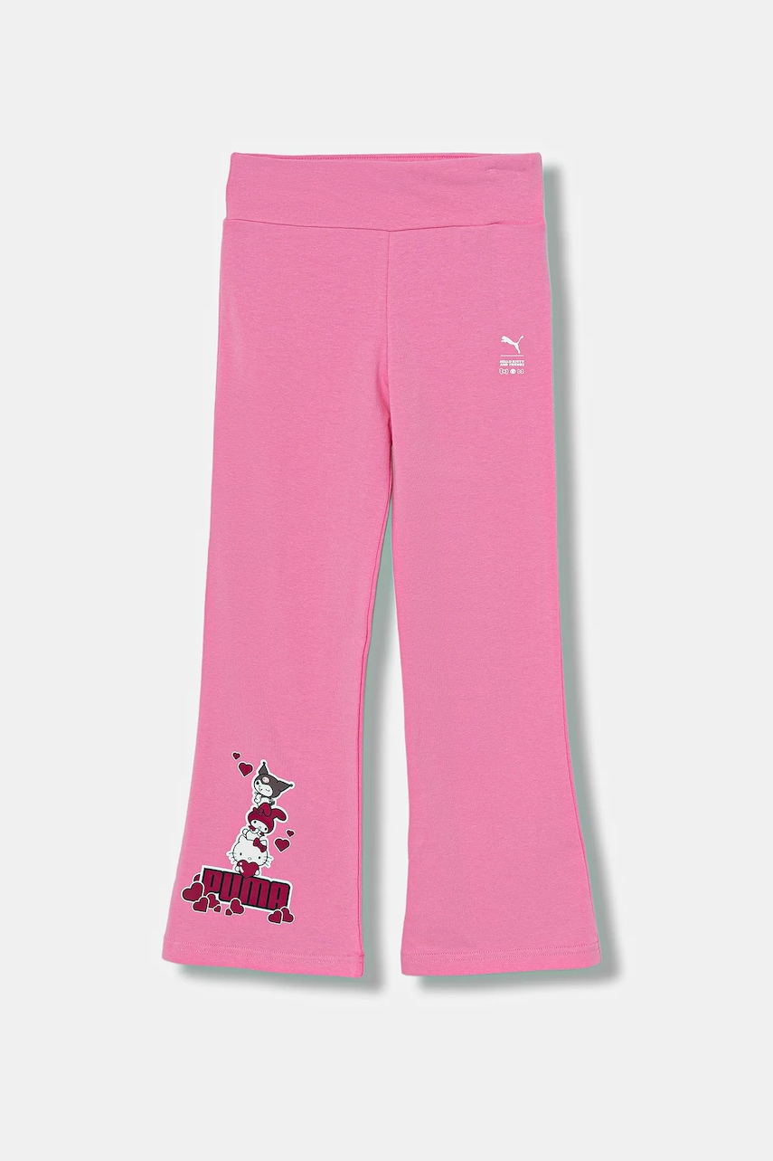 Puma pantaloni de trening pentru copii PUMA X HELLO KITTY & FRIENDS Flared Leggings culoarea roz, cu imprimeu, 632388