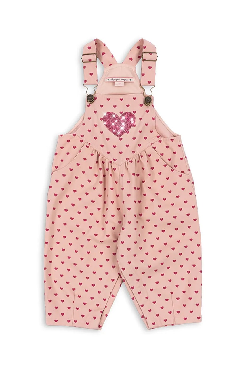 Konges Sløjd pantaloni de bumbac pentru copii NOLA SEQUIN OVERALLS GOTS culoarea roz, KS103947