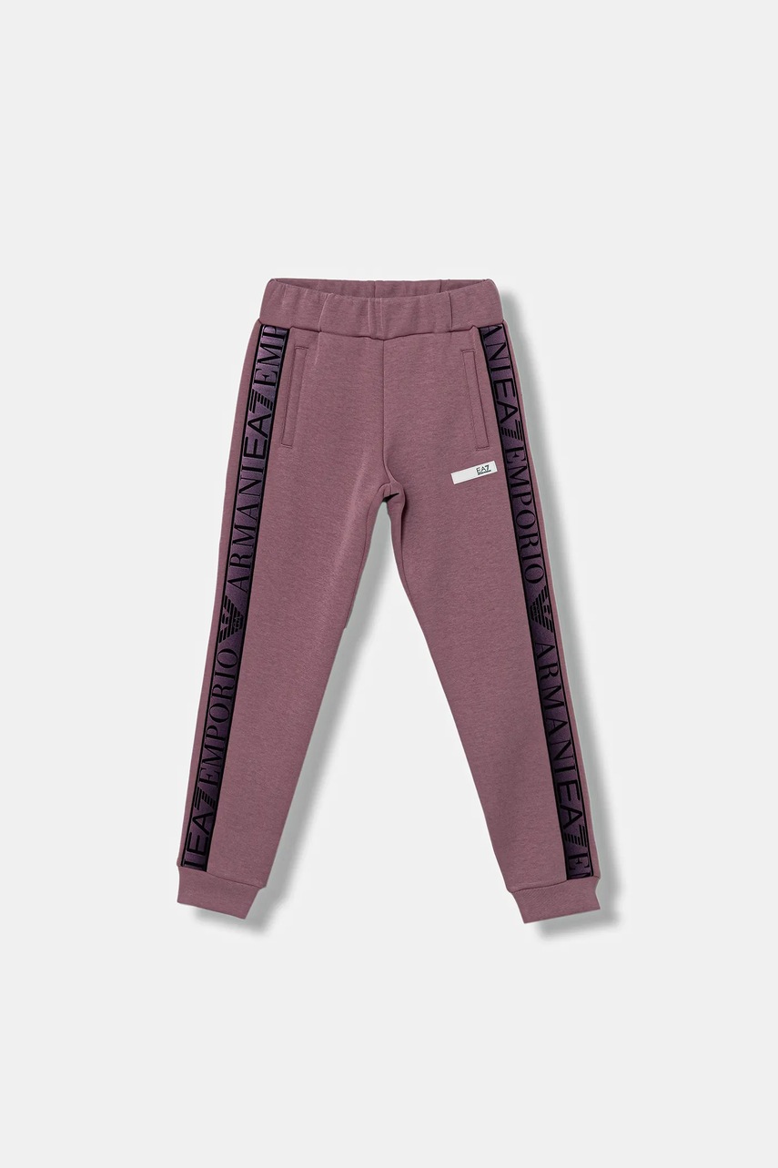 Levně Dětské tepláky EA7 Emporio Armani růžová barva, s aplikací, 7G000160 AF13151