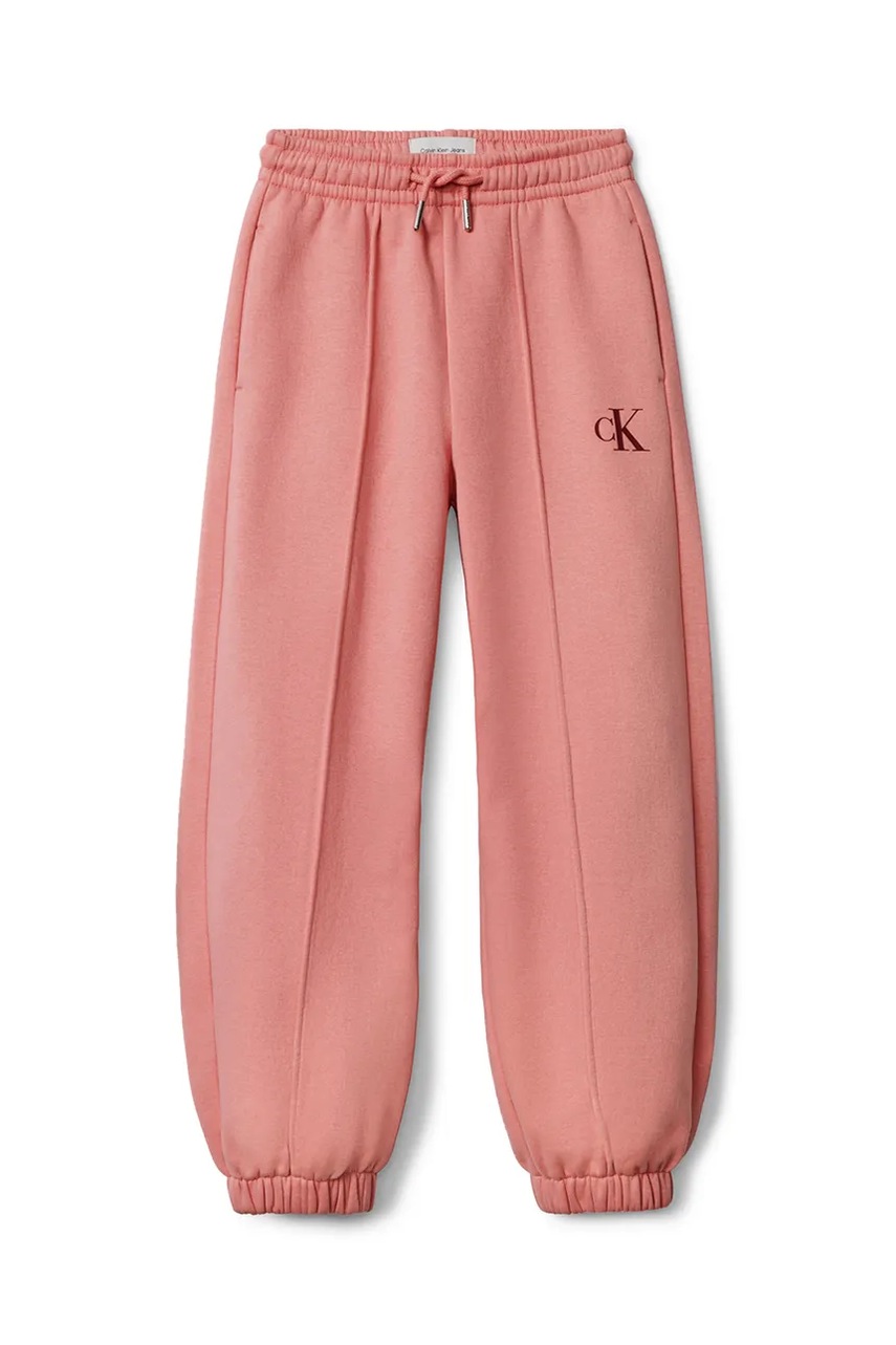 Детские хлопковые штаны Calvin Klein Jeans цвет розовый однотонные IG0IG02617
