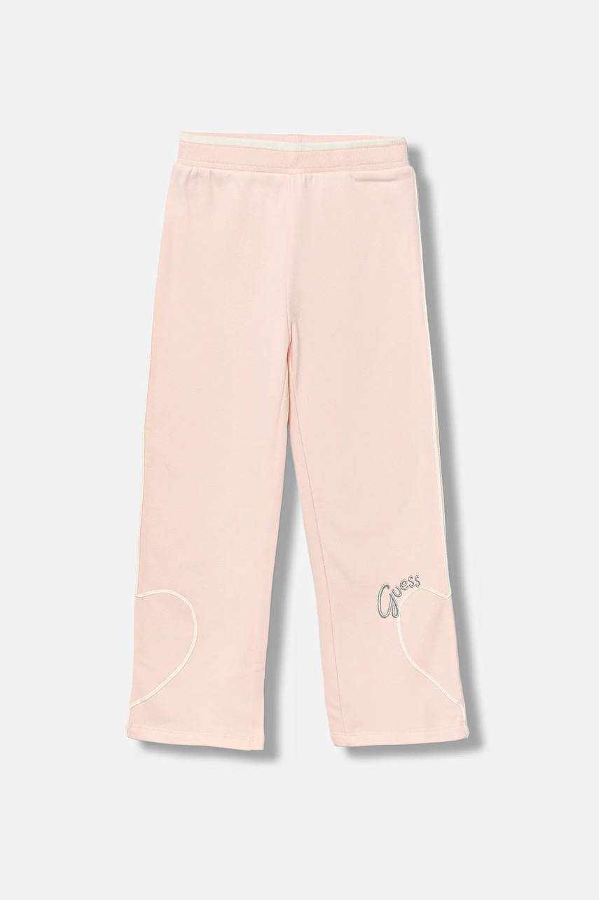Levně Dětské bavlněné tepláky Guess růžová barva, K5BQ12 KAV34