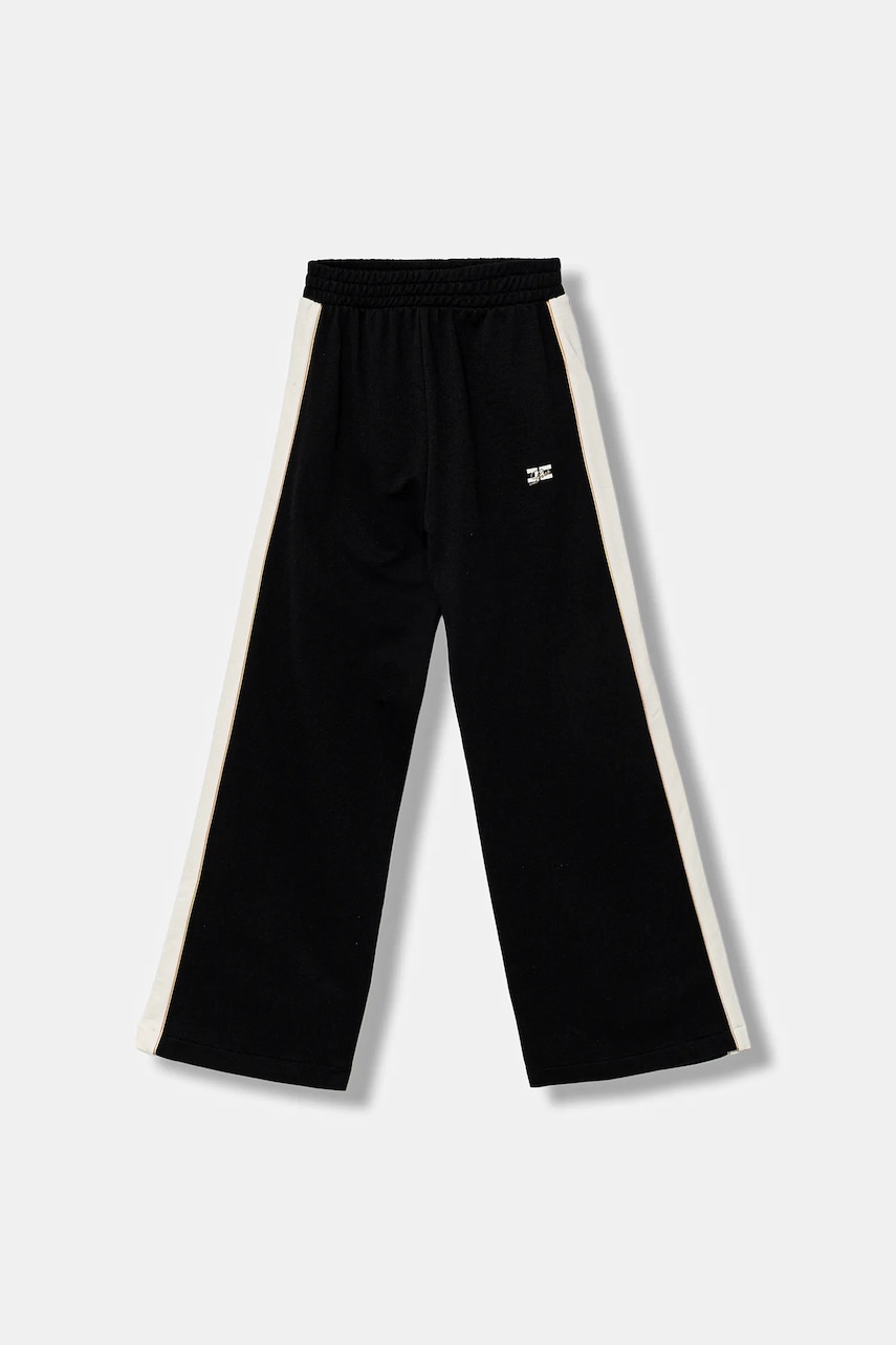Elisabetta Franchi pantaloni de trening din bumbac culoarea negru, cu imprimeu, EFPA299.0.FF002