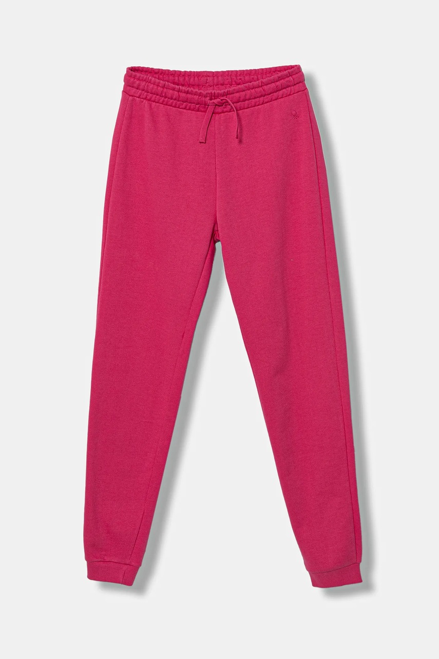 Levně Dětské bavlněné tepláky United Colors of Benetton růžová barva, 3J68CF02H