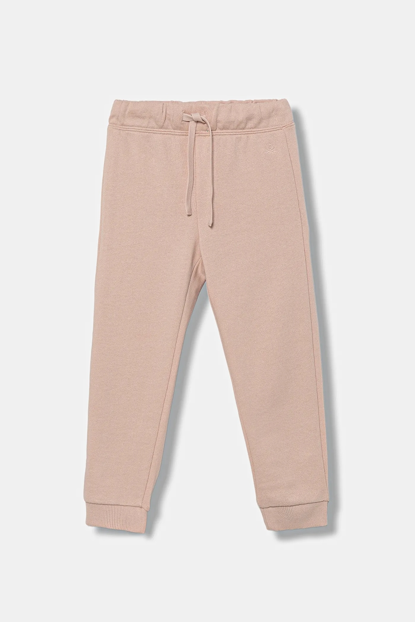 Levně Dětské bavlněné tepláky United Colors of Benetton růžová barva, 3J70GF01N