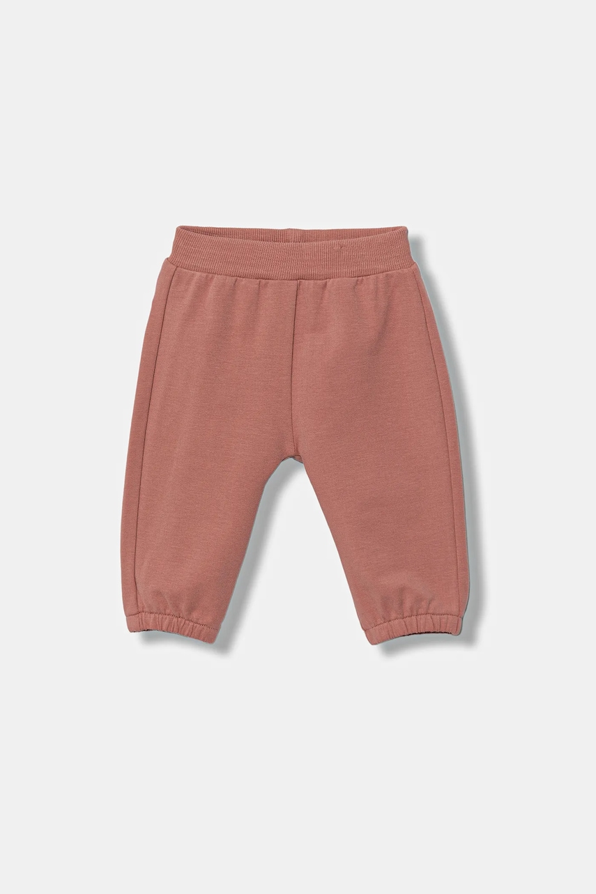 United Colors of Benetton pantaloni de trening pentru bebeluși culoarea portocaliu, cu imprimeu, 3MDSAF029