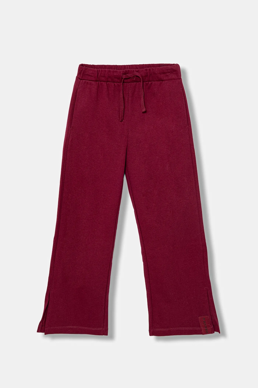 United Colors of Benetton pantaloni de trening din bumbac pentru copii culoarea bordo, uni, 3NBMCF06K