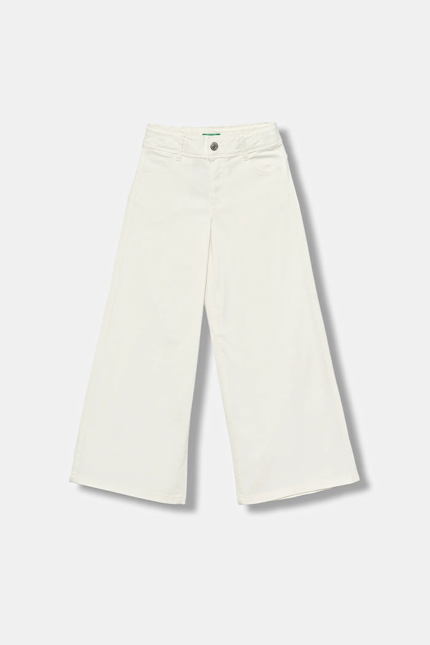 United Colors of Benetton pantaloni copii culoarea alb, uni, 4RHPCE04A