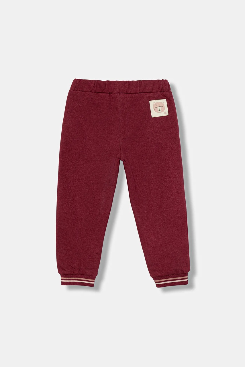 United Colors of Benetton pantaloni de trening pentru copii culoarea bordo, uni, 32N4GF054
