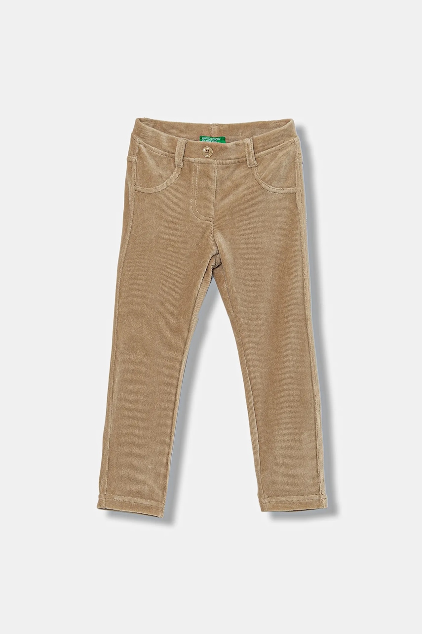 United Colors of Benetton pantaloni copii culoarea bej, uni, 4DZBGE00L